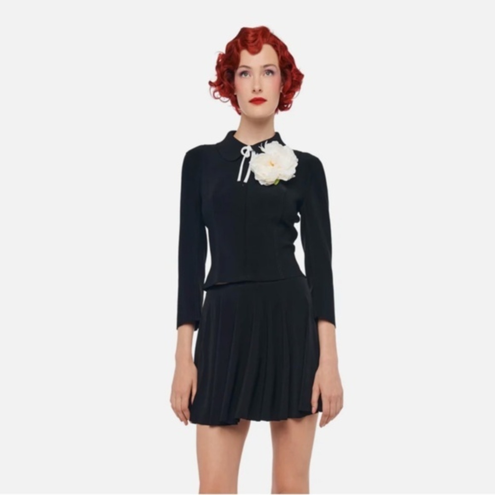 Norma Kamali Girl Jacket Blazer Black Peter Pan Collar Nwt M
